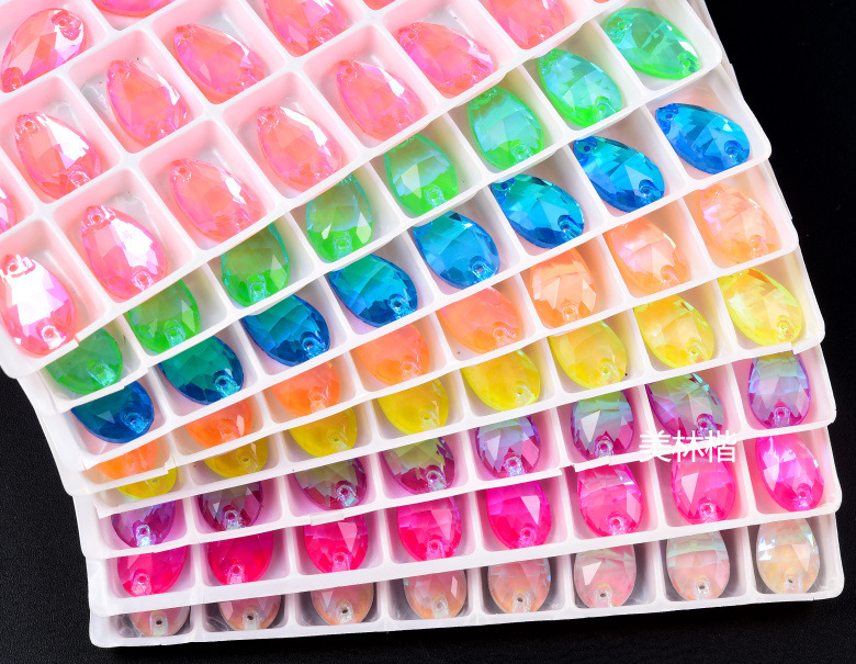 玻璃手缝钻霓虹荧光平扣diy饰品配件服装辅料批发 (4)