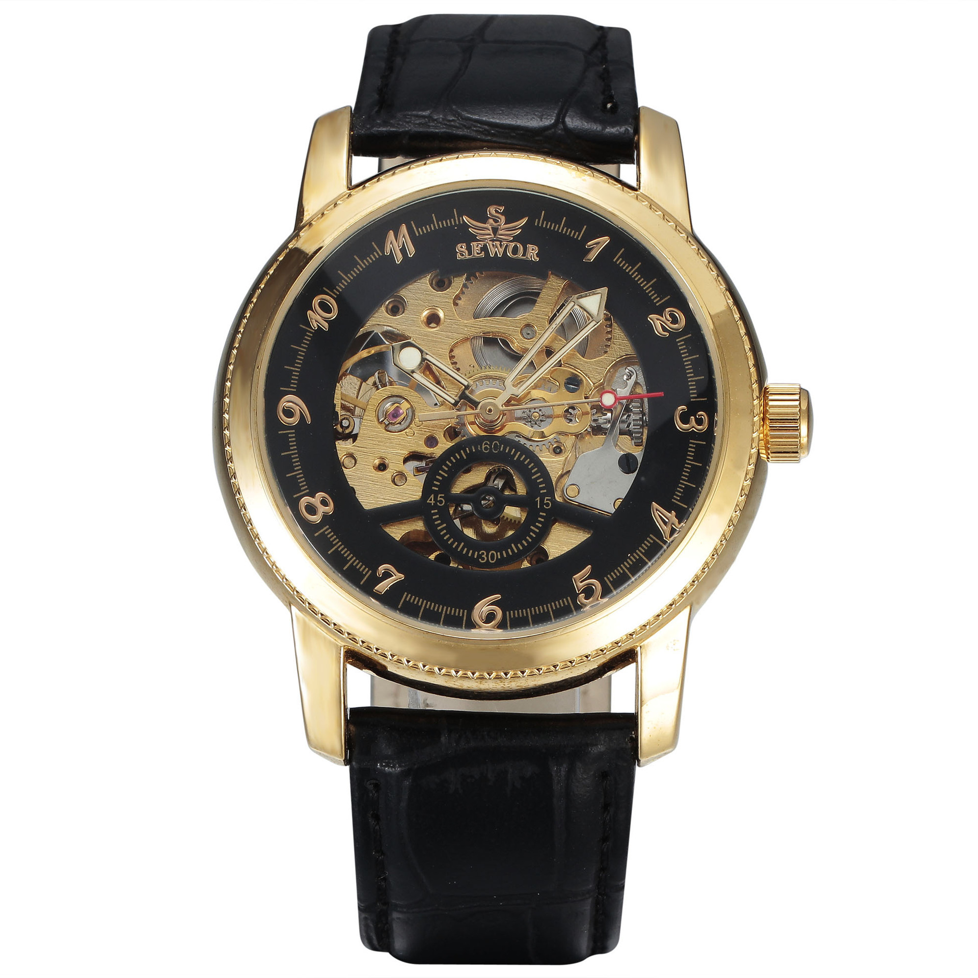 SEWOR reloj mecánico de vidrio hueco transparente reloj de hombre comercio exterior comercio electrónico venta caliente reloj mecánico automático