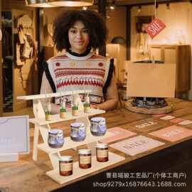 跨境实木阶梯式饰品架高级感摆摊展示架桌面珠宝多层耳饰展示架