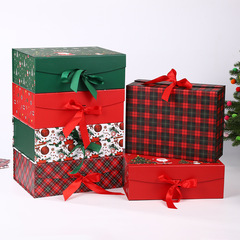越境クリスマス包装箱 一体型折りたたみ包装箱 高級感のあるリボン付きフリップトップギフトボックス