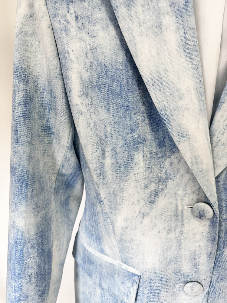 Spring Tie Dyed Printed Slim Fit Mid Length Blazer Trousers Two Piece Set 8 Spring Tie Dyed Printed Slim Fit Mid Length Blazer Trousers Two Piece Set