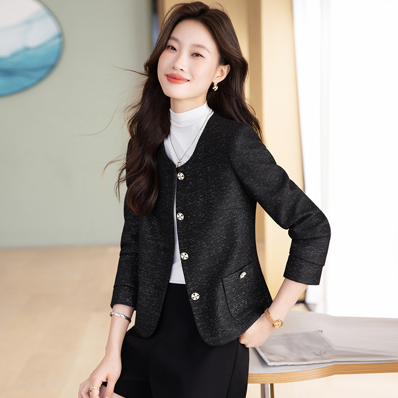 Light Purple Small Suit for Women in Spring and Autum, Fashionable Small Suit Jacket, Fashionable and Casual Small Fragrant Long-Sleeved Suit