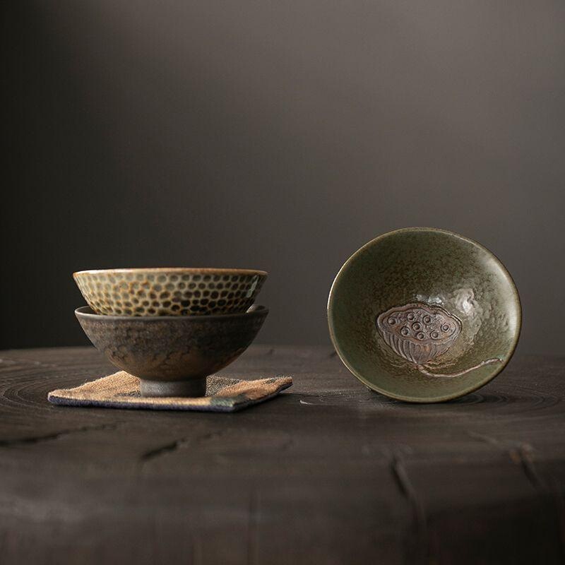 Pure Pu Ceramic Lotus Canopy Bucket Tea Cup Built Cup Tea Cup Kiln Change Single Cup Kung Fu Tea Set Master Cup Home