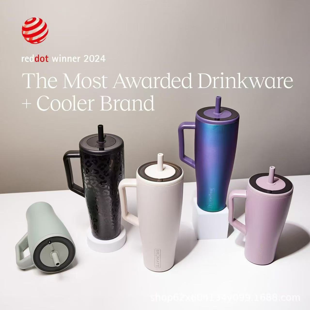 Taza de hielo BRUMATE transfronteriza 304 Taza de aislamiento de acero inoxidable con pajita Taza de automóvil con mango de gran capacidad para exteriores