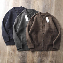 外贸尾货秋冬男慵懒风时尚针织开衫厚款保暖毛衣外套