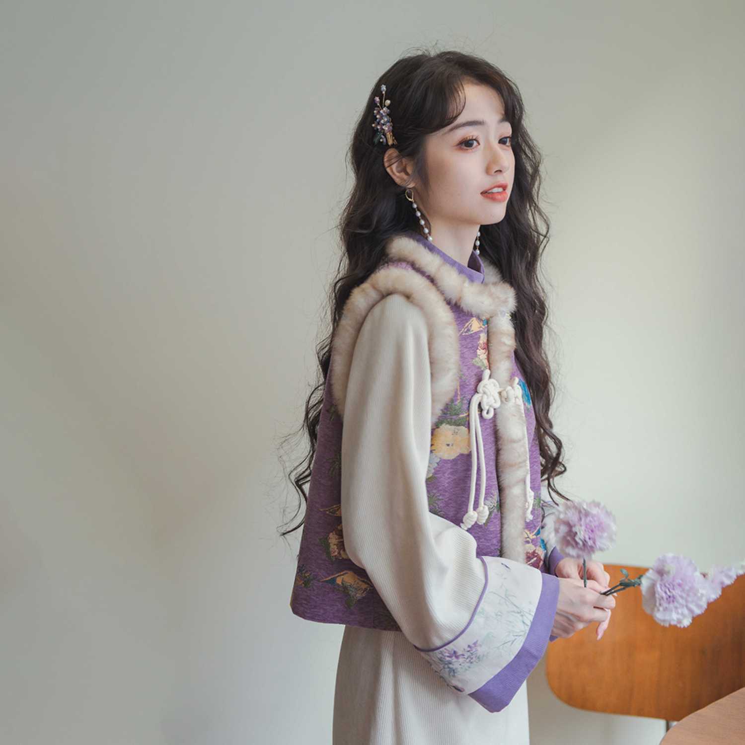 Chinese Knot Buckle Improved Cheongsam Vest Chinese Style Top New Chinese Dress Two-Piece Suit