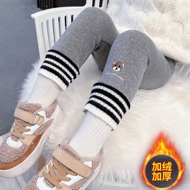 女童一体绒打底裤冬季儿童加绒加厚长裤宝宝保暖裤外穿奥粒绒棉裤