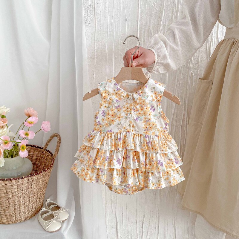 INS Baby Girl Summer Sling Harper Dress Small Fresh Baby Thin Sleeveless Princess Wrap Fart Clothes Pure Cotton Category A