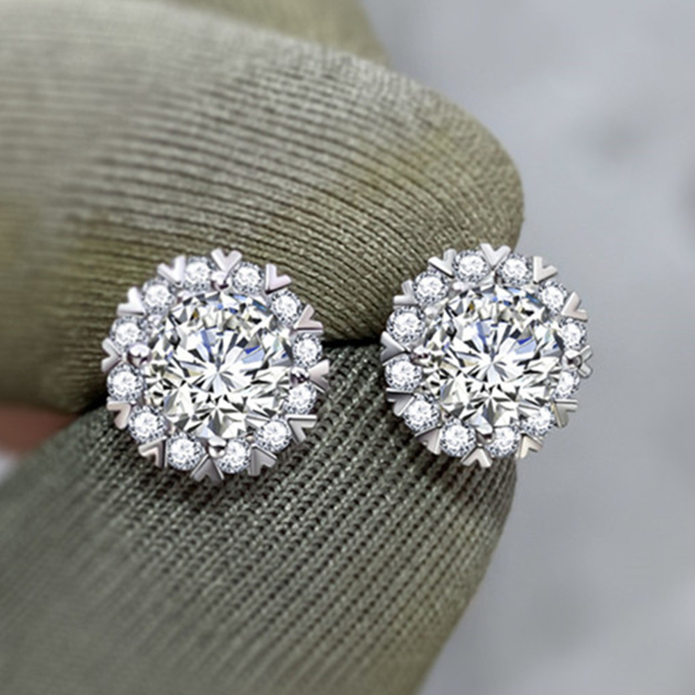 Cao Shi, East Gate of South Korea, inset style earrings, exquisite snowflake zircon earrings, female celebrity banquet pairing with small earrings_voghion.com