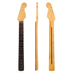 Matte Yellow 22-Piece Electric Guitar Neck with Canadian Maple Fretboard and Rosewood Fingerboard, Back Center Line