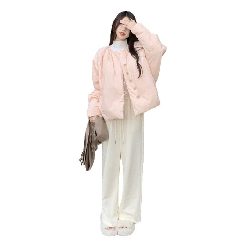 Симпатичный короткий осенний демисезонный пуховик для подростков Oversize с длинным рукавом, коллекция 2022 года