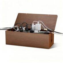 跨境木质插线板收纳盒桌面客厅电线整理集线盒实木路由器收纳盒