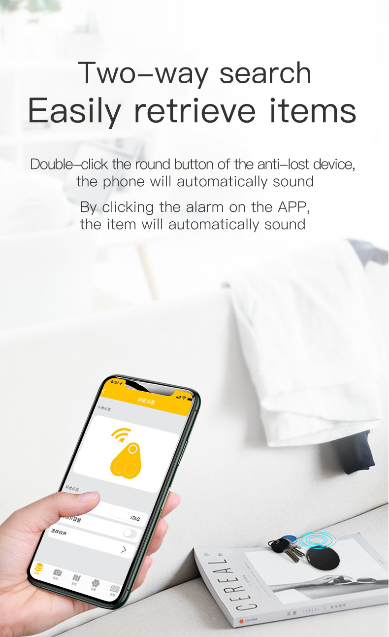 Neuer runder Bluetooth Anti-Verlust-Tracker Objekt Finder Gepäck Anti-Diebstahl kompakter bidirektionaler Alarm Finder