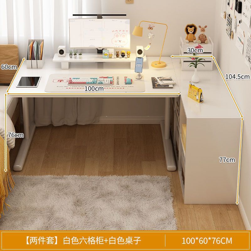 Escritorio de computadora, escritorio, estantería, escritorio en casa para estudiantes, escritorio de oficina de aprendizaje para niños, dormitorio en forma de L, niñas