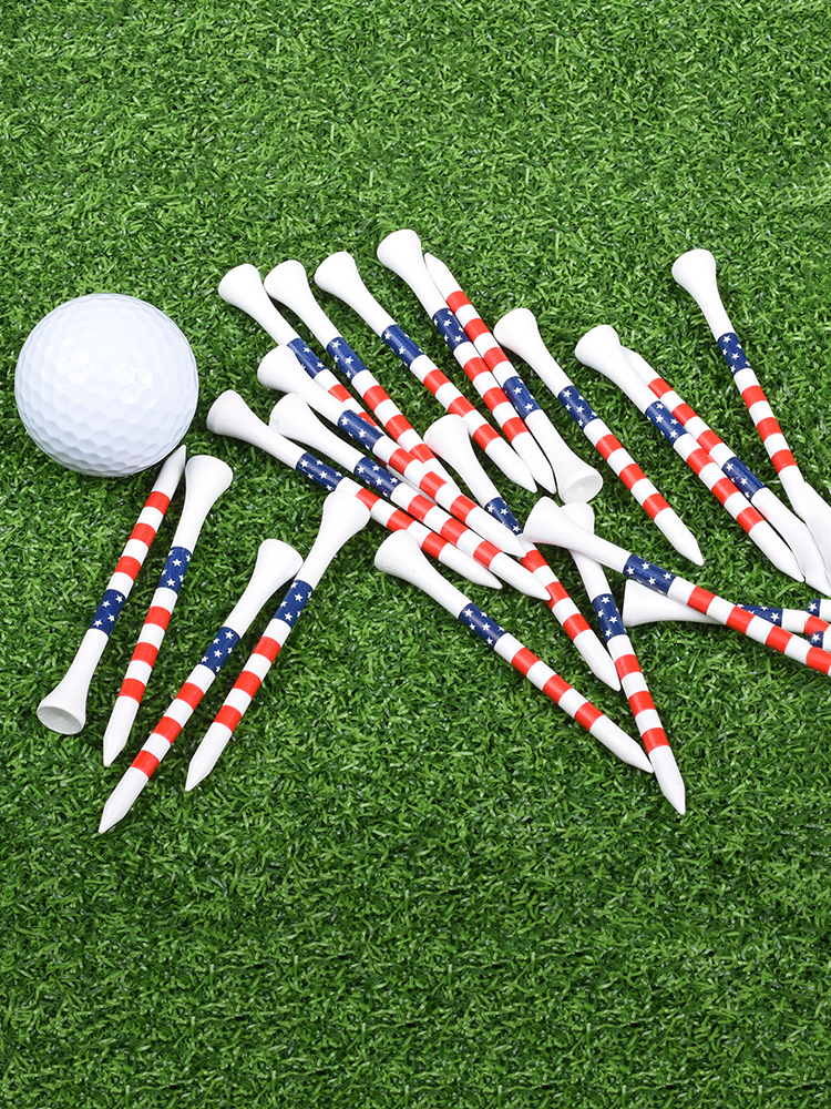 Venta caliente transfronteriza de uñas de golf de bambú tee rayado tee de protección del medio ambiente accesorios de golf
