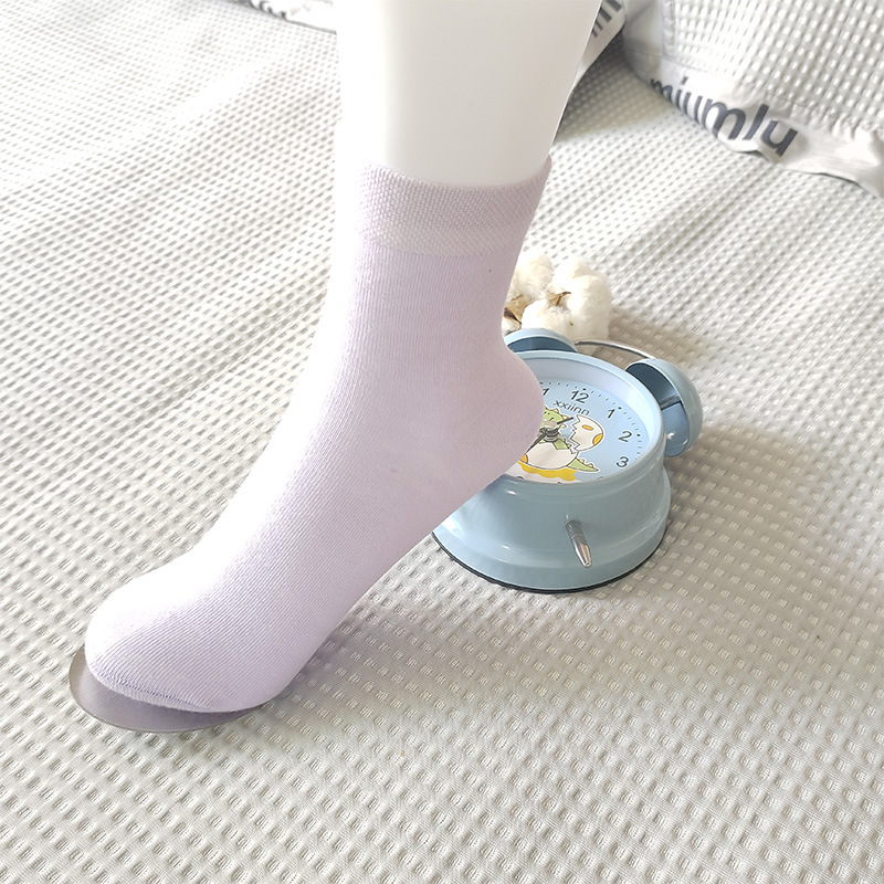 袜子女士2025新款四季通用纯色吸汗防臭短袜纯棉透气商务短筒女袜