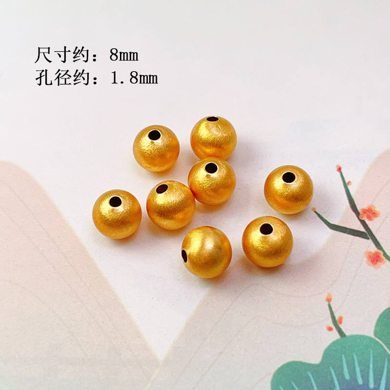 S925 Silver Gold-Plated Brushed Spacer Beads Barrel Beads Round Beads Bamboo Accessories Bracelet Necklace Charms DIY Semi-Finished Accessories New