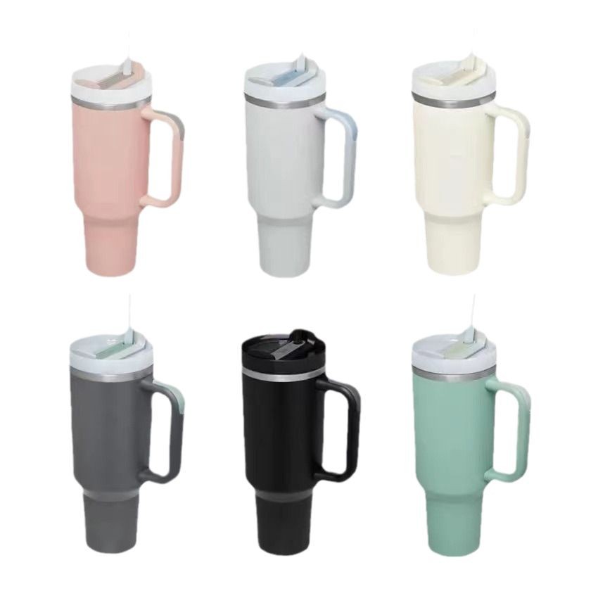 Taza de mango de 40oz de segunda generación transfronteriza Taza de coche de acero inoxidable 304 Vaso de vacío de doble capa portátil Ice Pajita Taza de vacío