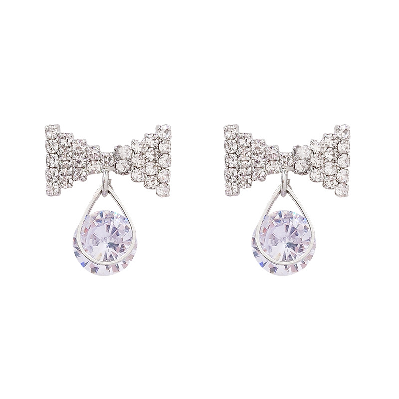 Korea Fashion Crystal Bow Earrings Wholesale Nihaojewelry display picture 8