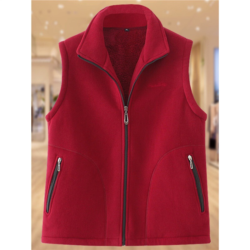 Fleece Vest Women's Autumn and Winter New Oversize Plus Size Middle-aged and Elderly Mothers Fleece Vest Waistcoat