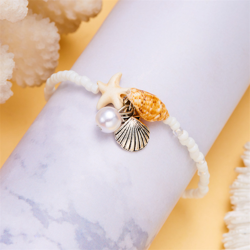 14g Weight Shell Pendant Material Bracelets Classification Seed Bead Chain Material 1 Piece Quantity Holiday, Daily Occasion Seed Bead, Shell Material Starfish, Pearl, Shell Pattern Women's Gender Marine Style Style Marine Style Starfish Pearl Shell Seed Bead Shell Wholesale Bracelets 6