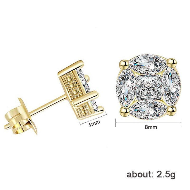 Zircon Stud Earrings Multicolour Crystal Temperament Jewellery_voghion.com