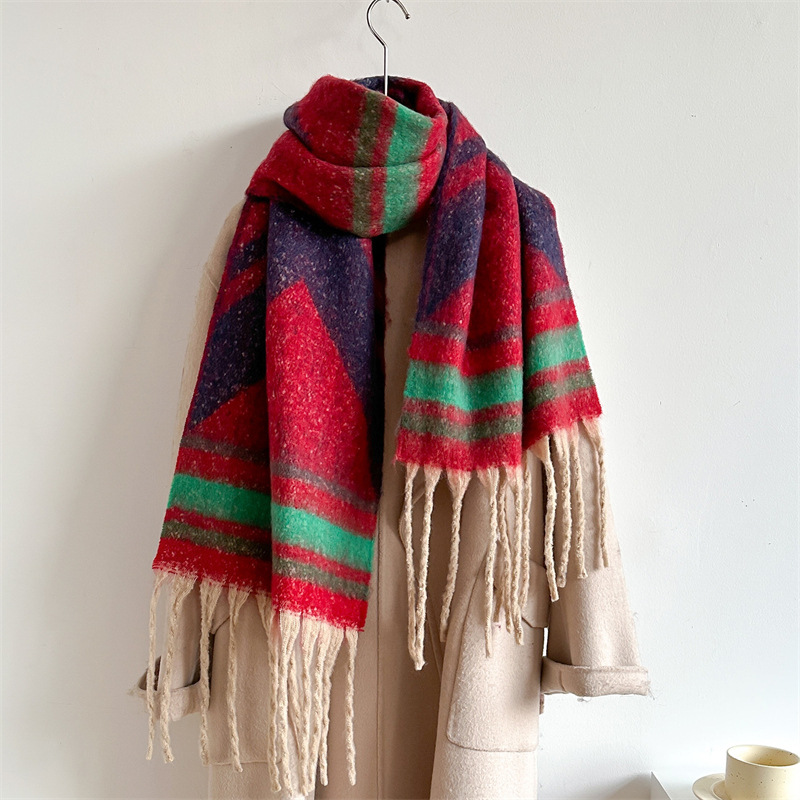 Women's Elegant Simple Style Color Block Imitation Cashmere Polyester Tassel Scarf display picture 1