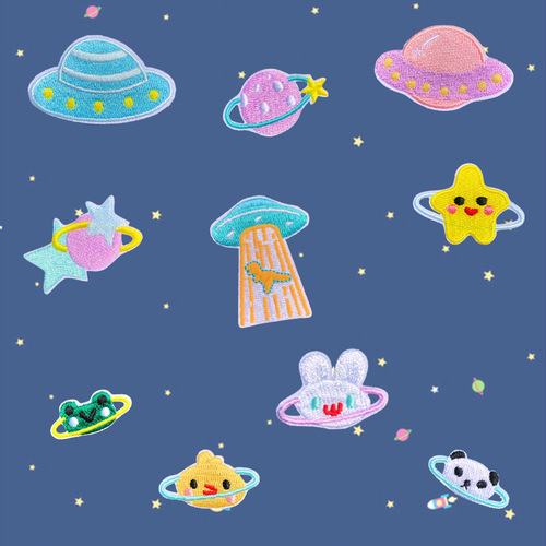 City Spring New Promotion Cute Cartoon Animal Head Flying Butterfly Series Embroidery Fabric Patch Bag DIY Decorative Patch
