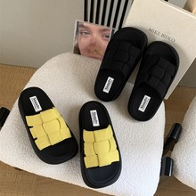 首谷正品韩版厚底增高编织布鞋凉拖鞋ins夏季新款透气一字拖鞋潮