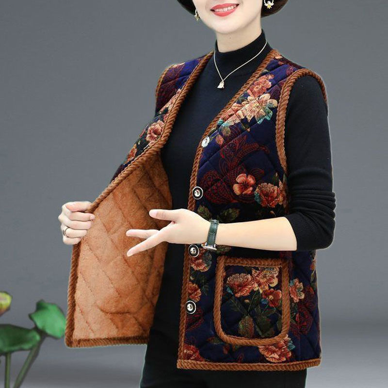 Middle-Aged and Elderly Women's Winter Velvet Thickened Vest for Mothers, Grandmothers, and Mothers-In-Law