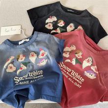 奶油卡通T恤2025夏季新款男女童夏装上衣全棉潮宝宝洋气短袖T薄款