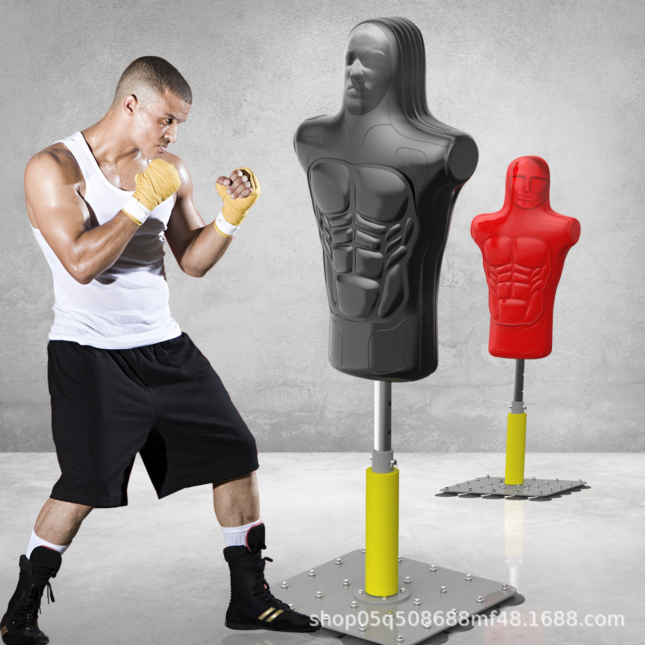 Adjustable Height Iron Plate Humanoid Boxing Sandbag Tumbler Vent Dummy Taekwondo Trainer Vertical Sandbag