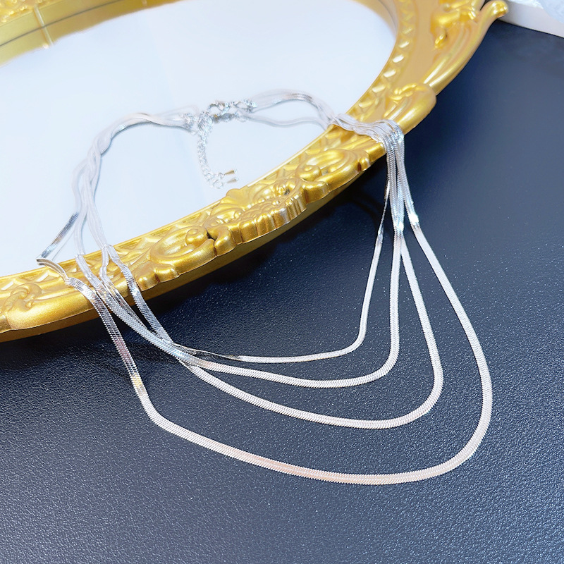 Fashion Solid Color Titanium Steel Handmade Layered Necklaces 1 Piece