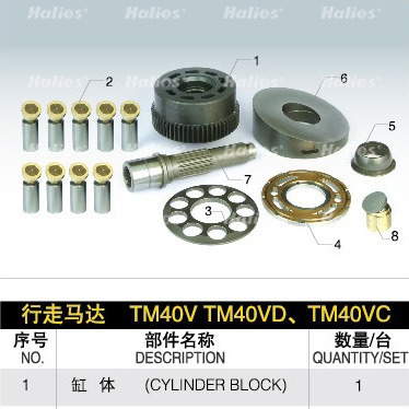 供应 TM40V 行走马达  缸体、柱塞、回程盘、配油盘等液压泵配件