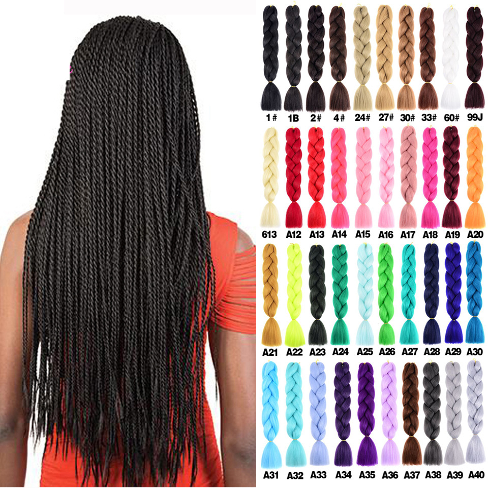 Trenzado de color de pelo grande joyería de la trenza Africana sucio trenza accesorios para el cabello de color sólido multi-color Jumbo trenzas de pelo