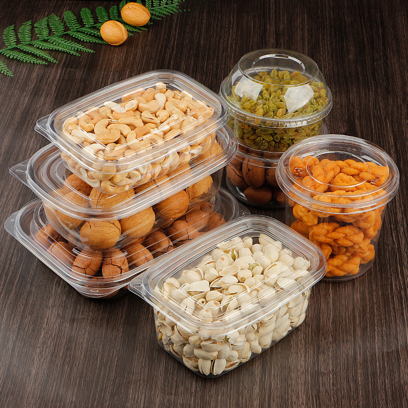 Disposable dried fruit box transparent sealed nut packing box plastic thickened food packing box sweet potato dried pastry box
