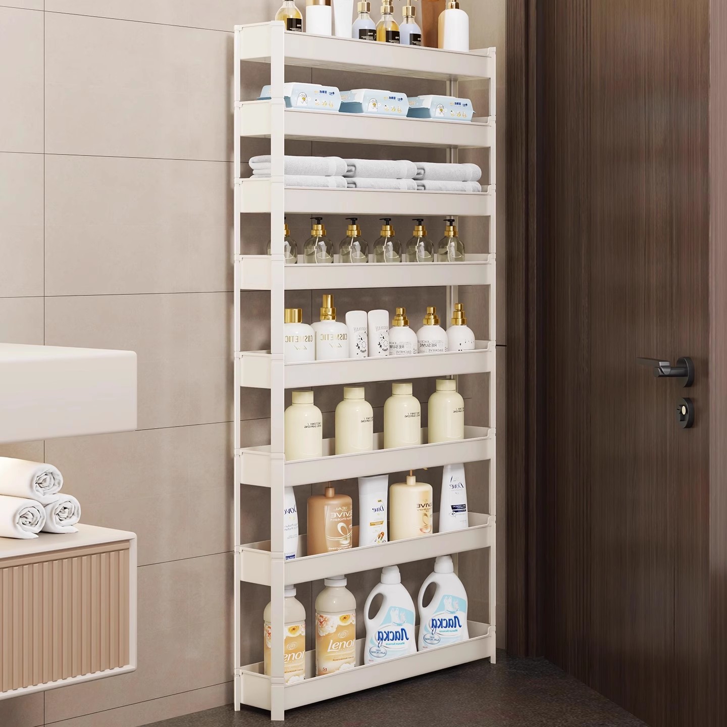 Storage Rack Behind the Door, Bathroom Gap, Ultra-Narrow Storage Cabinet, Ultra-Narrow Shelf, Multi-Functional Organizing Rack