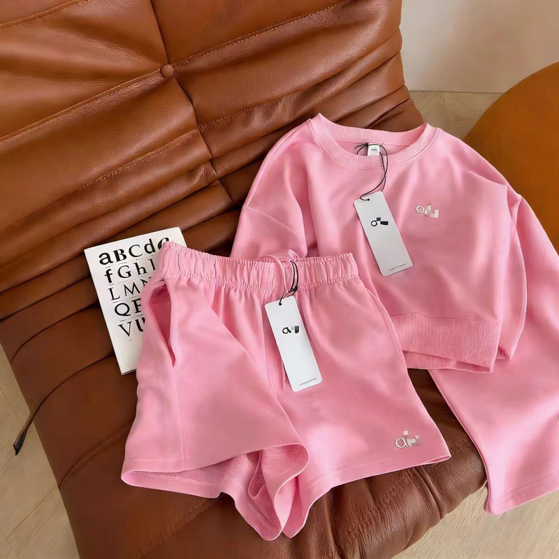 European and American Trendy High-Quality New Letter'Al' Short Long-Sleeve Sweatshirt Set with Shorts, Original Design Women's Clothing for Spring and Autumn