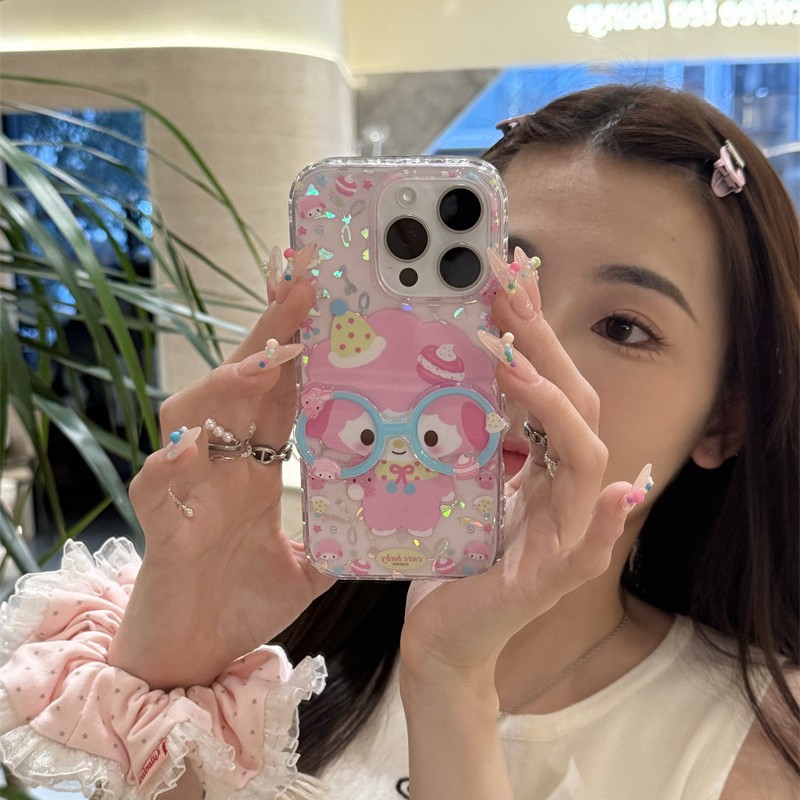 Gafas de lazo láser dulce y lindo Cordero para Apple 15Pro/16Pro Nueva 14/13 Chica 16PM