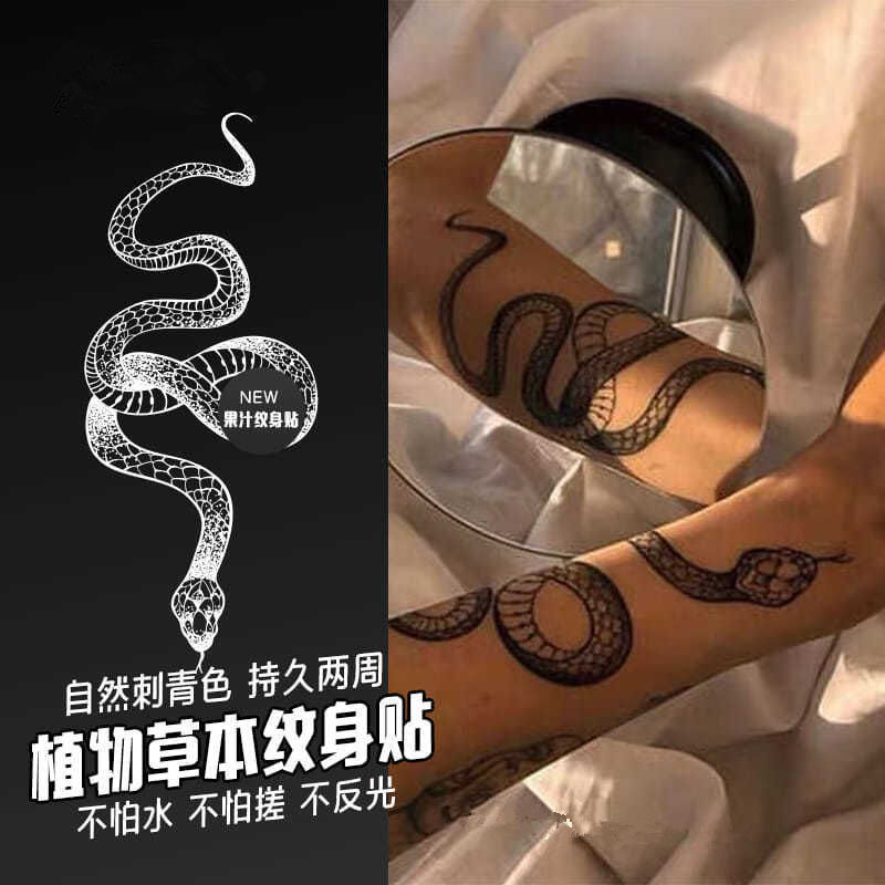 11 Pieces of Dark Snake Flower Arm Trendy Semi-Permanent Two-Week Juice Tattoo Stickers Waterproof and Long-Lasting New Style