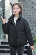 2025冬季新款夹克款棉衣女短款宽松加厚保暖立领纯色羽绒棉袄外套