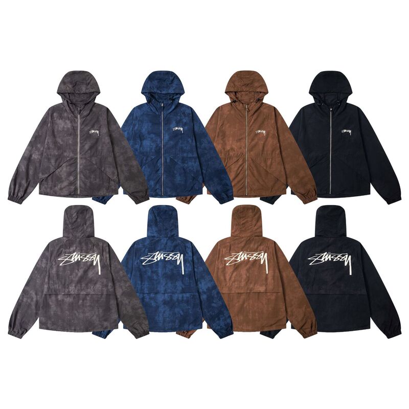 Stussy Ss25 Logo Printed Gradient Color Hooded American Retro Jacket Jacket Jacket for Men and Women