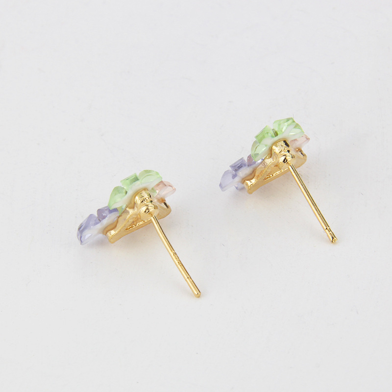 New Acrylic Colorful Flower Stud Earrings for Women Simple Spot Fashion Copper Fresh Design Hot Sale Earringspicture4