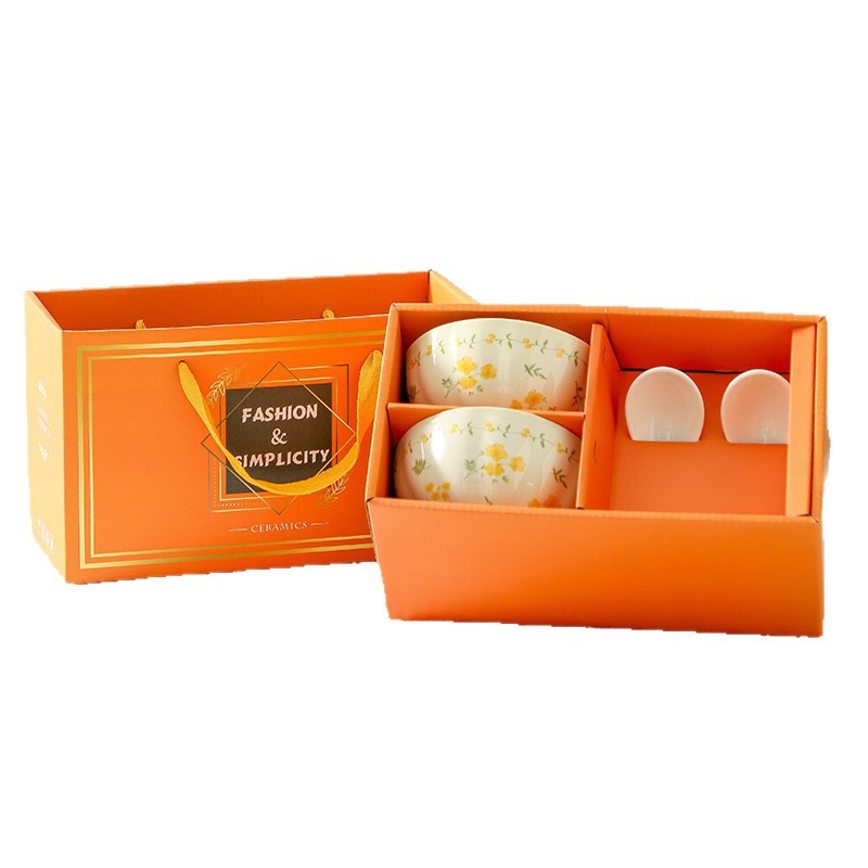 Primavera platos esmaltados cubiertos de cerámica de color caja de regalo conjunto de regalos festivos de regalo caja de regalo festivales