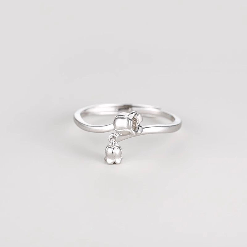 Zonnebloem Lelietje-van-de-dalen Bloem Licht Luxe Niche Design voor Meisjes, Open Wijsvingerring, Hoogwaardig Modieus En_voghion.com