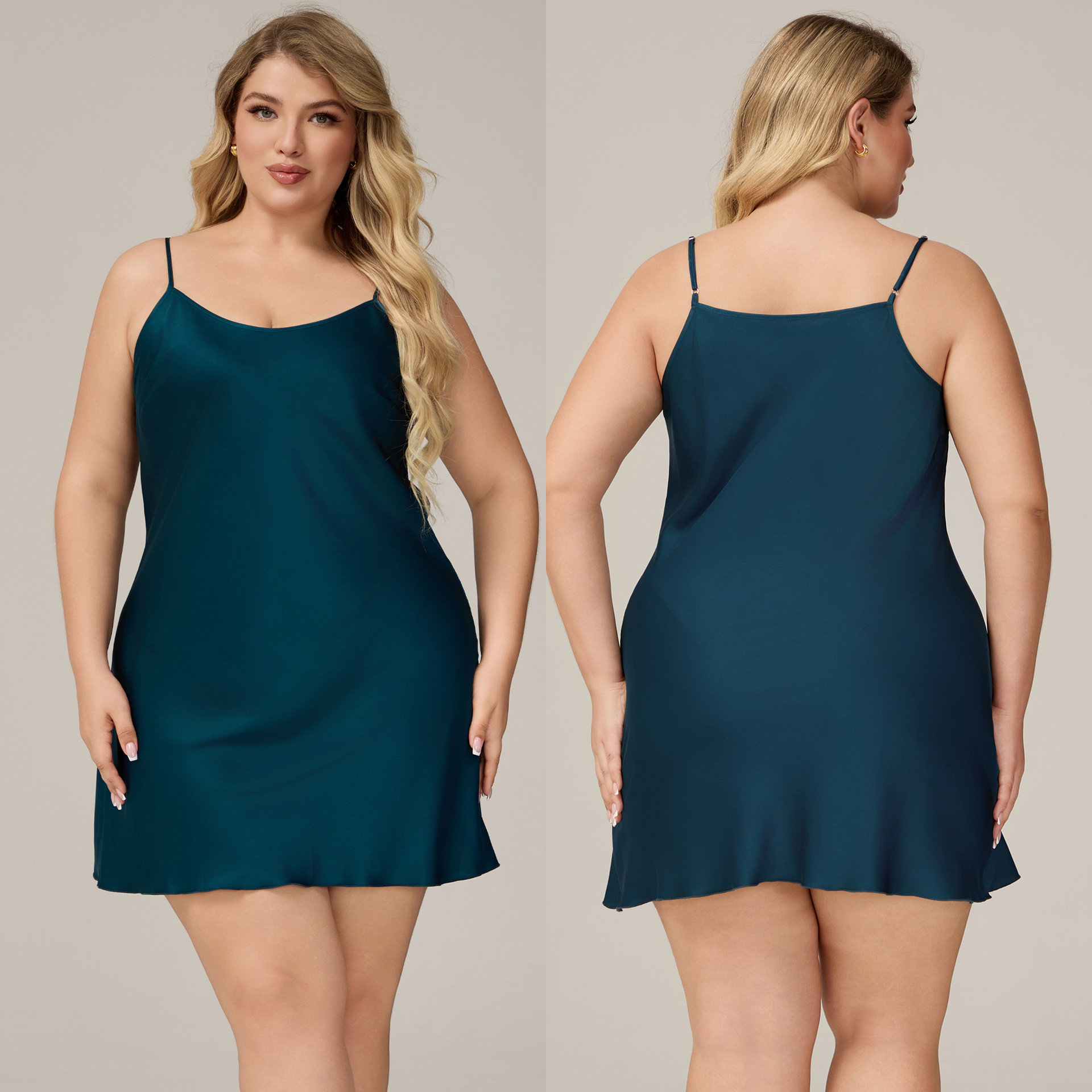 Yaoting tamaño grande MM simple satén chiffon pijama de mujer de verano esling vestido de pijama sexy simple ropa de hogar DQ3586