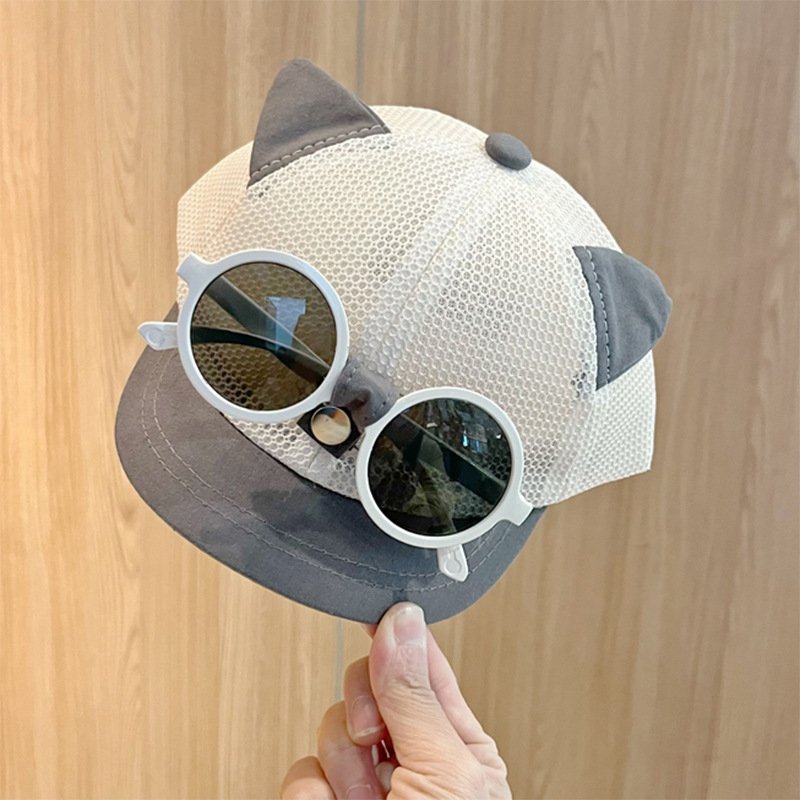 Sombrero de bebé verano gorras de béisbol de gato de malla fina para hombres y mujeres gorras para el sol del tesoro gorras de visera para bebés con gafas de sol