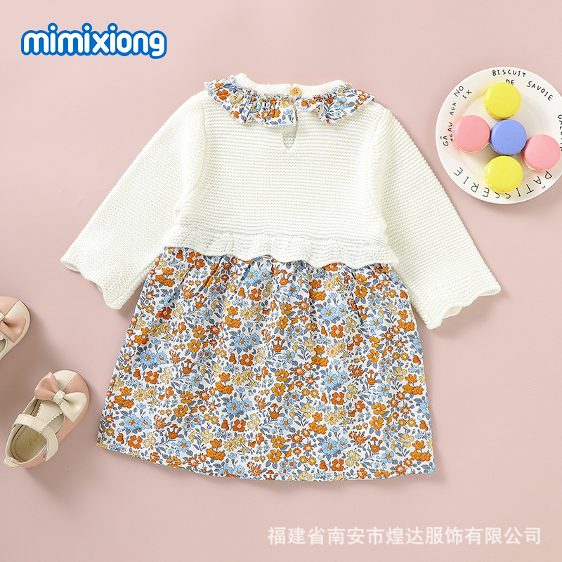 ins热卖秋冬新款婴儿碎花连衣裙