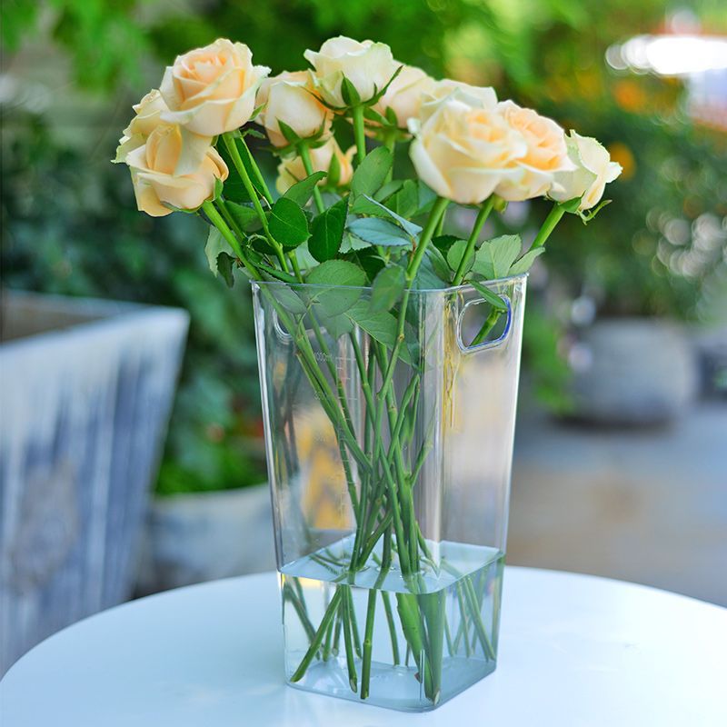 透明亚克力醒花桶花店鲜花插花桶塑料养花桶大号深水醒花桶跨境
