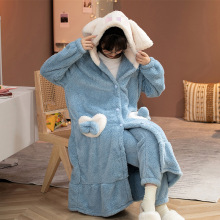 【Wow定制】法兰绒睡衣珊瑚绒情侣玉桂狗睡袍加厚长款连体长袖